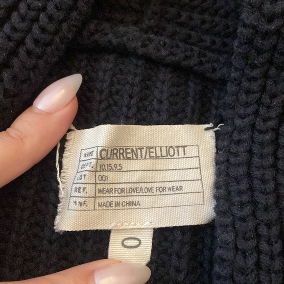 Current/Elliot Women’s Black Chunky Knit Cardigan Size 0 - Picture 5 of 7